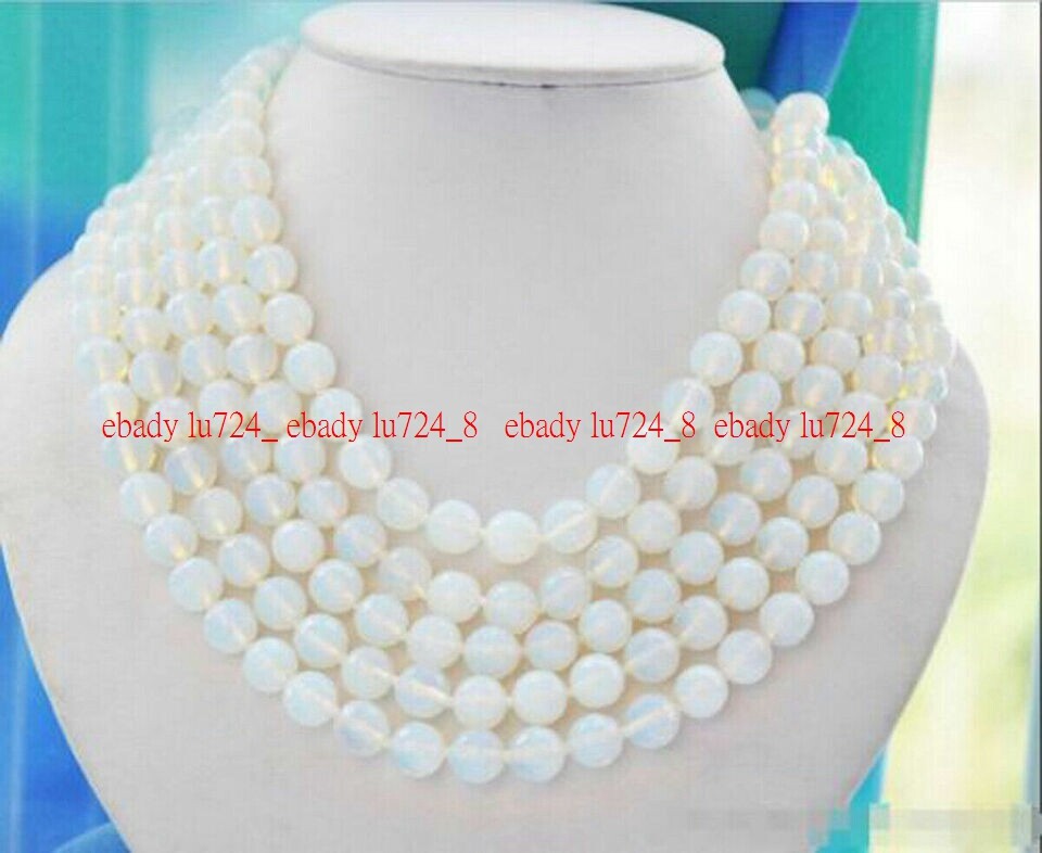 8MM 10MM Round Faceted Sri Lanka White Moonstone Gemstone Necklace 36-100”