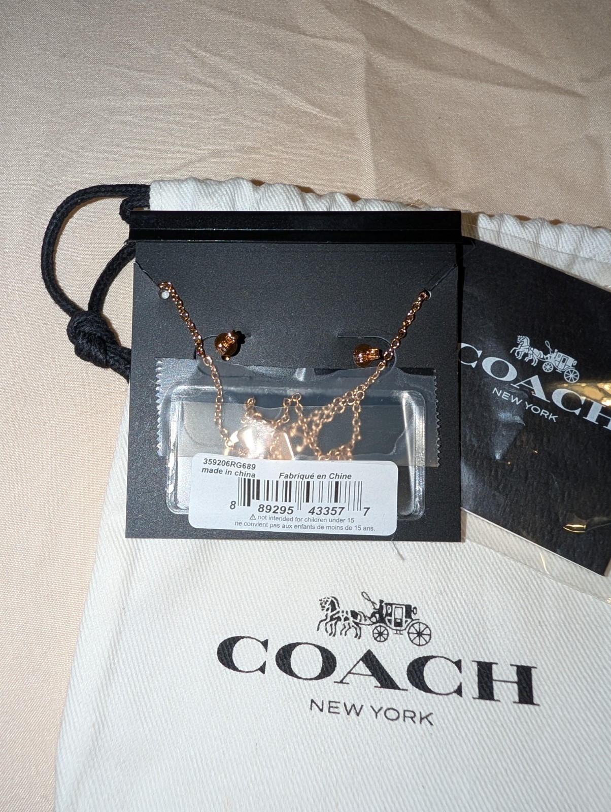 COACH Rose Gold Necklace and Stud Set