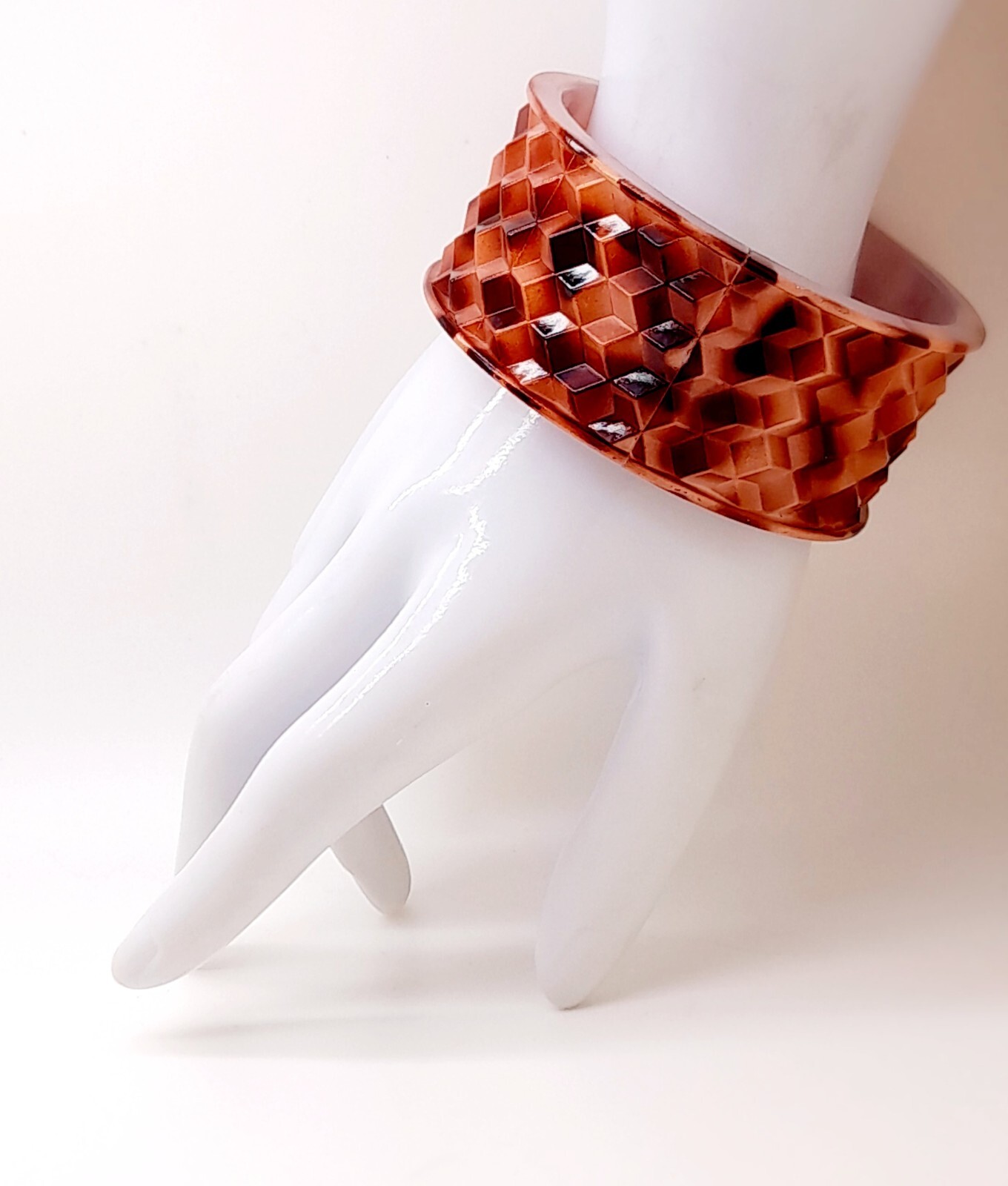 light weight plastic carved round style 1.37″ wide cuff bangle fashion bracelets
