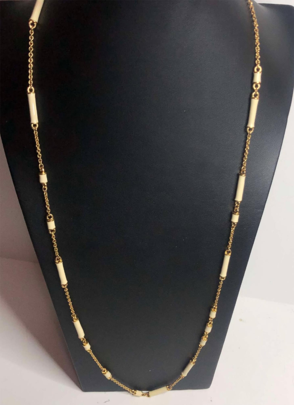 4092 Kate Spade NY Gold Ivory “Bar None” Scatter Necklace Station long chain 32″