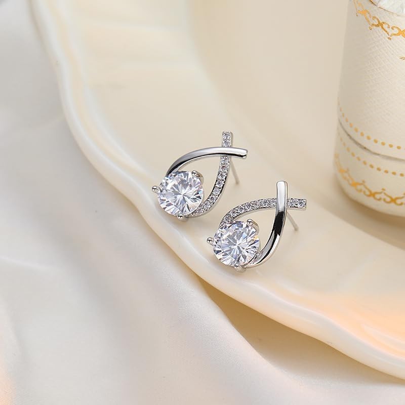 Germanium Lymph Flow Earrings with Cubic Zirconia – Perfect Gift Idea