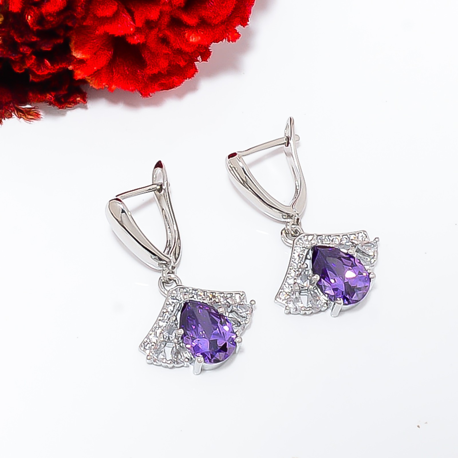 Iolite & Cz 925 Sterling Silver Earring 1.10″ E145621