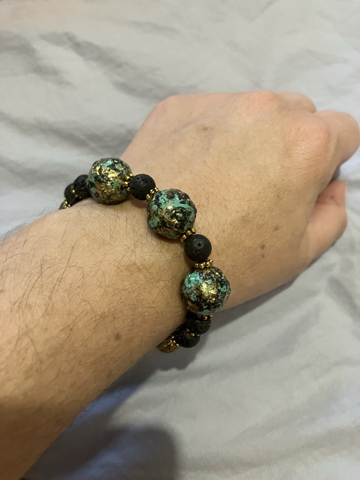 Unique Large Bead Stretch Bracelet Costume Jewellery for Autumn Winter