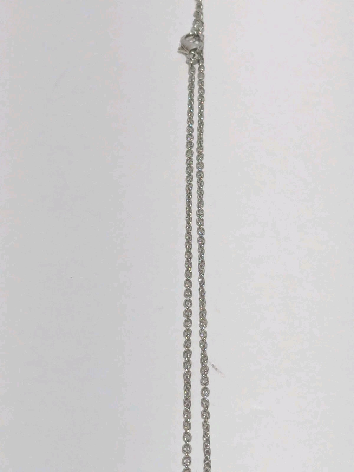 Silver Tone Necklace With Removable Faux Pearl & Rhinestone Leaf Pendant 14″