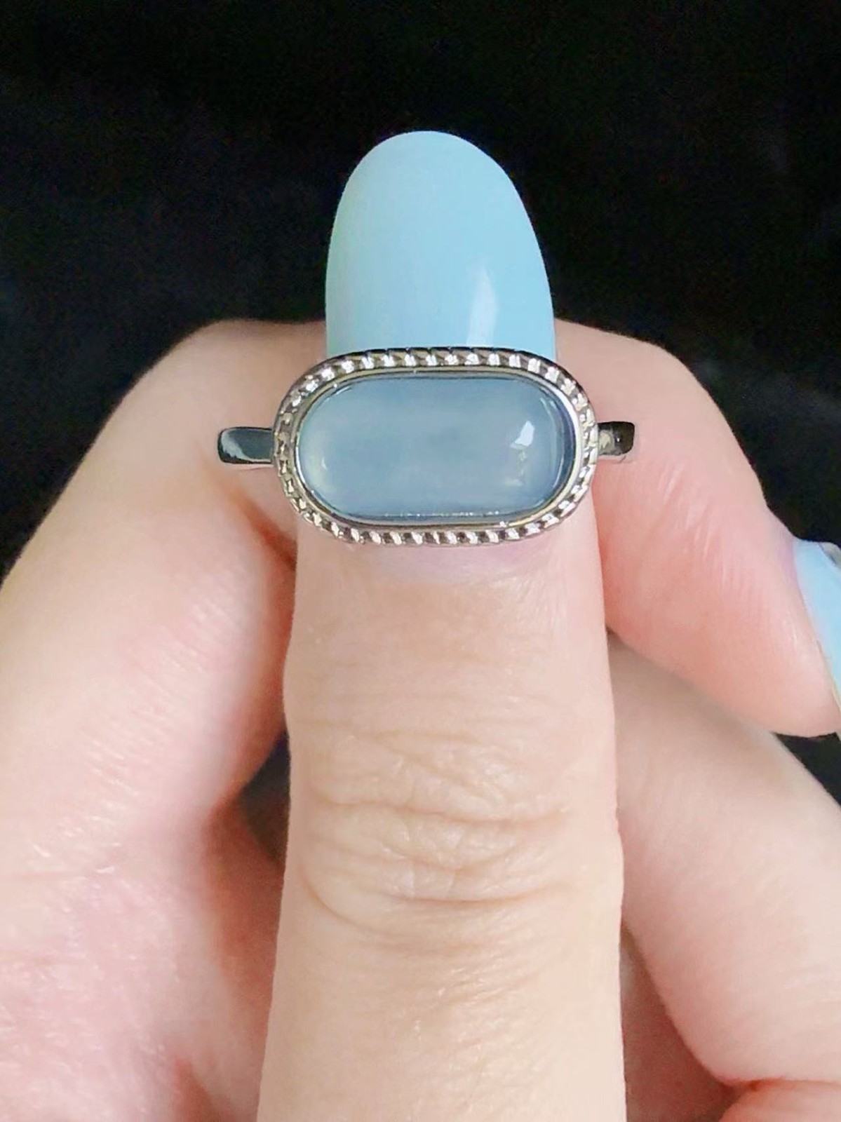 Nice Natural sky blue jadeite ring
