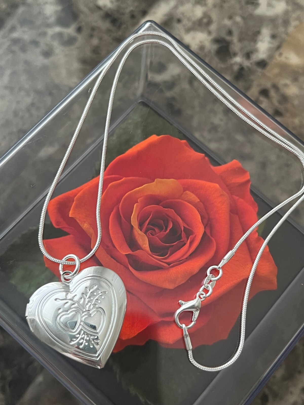 ❤️ 925 Sterling Silver Heart Shape Locket Necklace (Pendant + Chain)