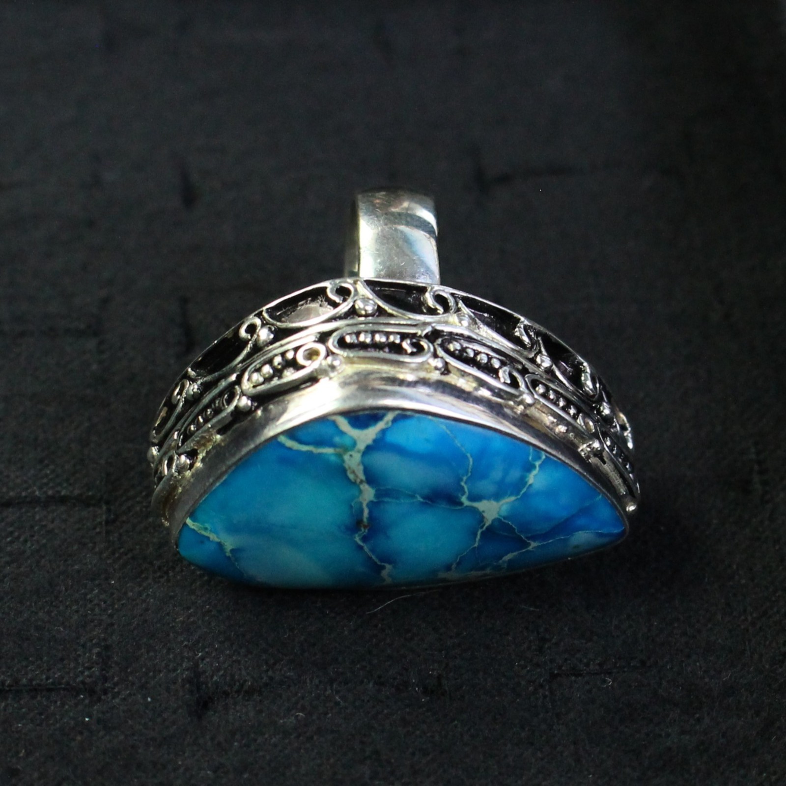 Sterling Silver and Turquoise Statement Ring, 30 Grams, size 8.5, Marked 925