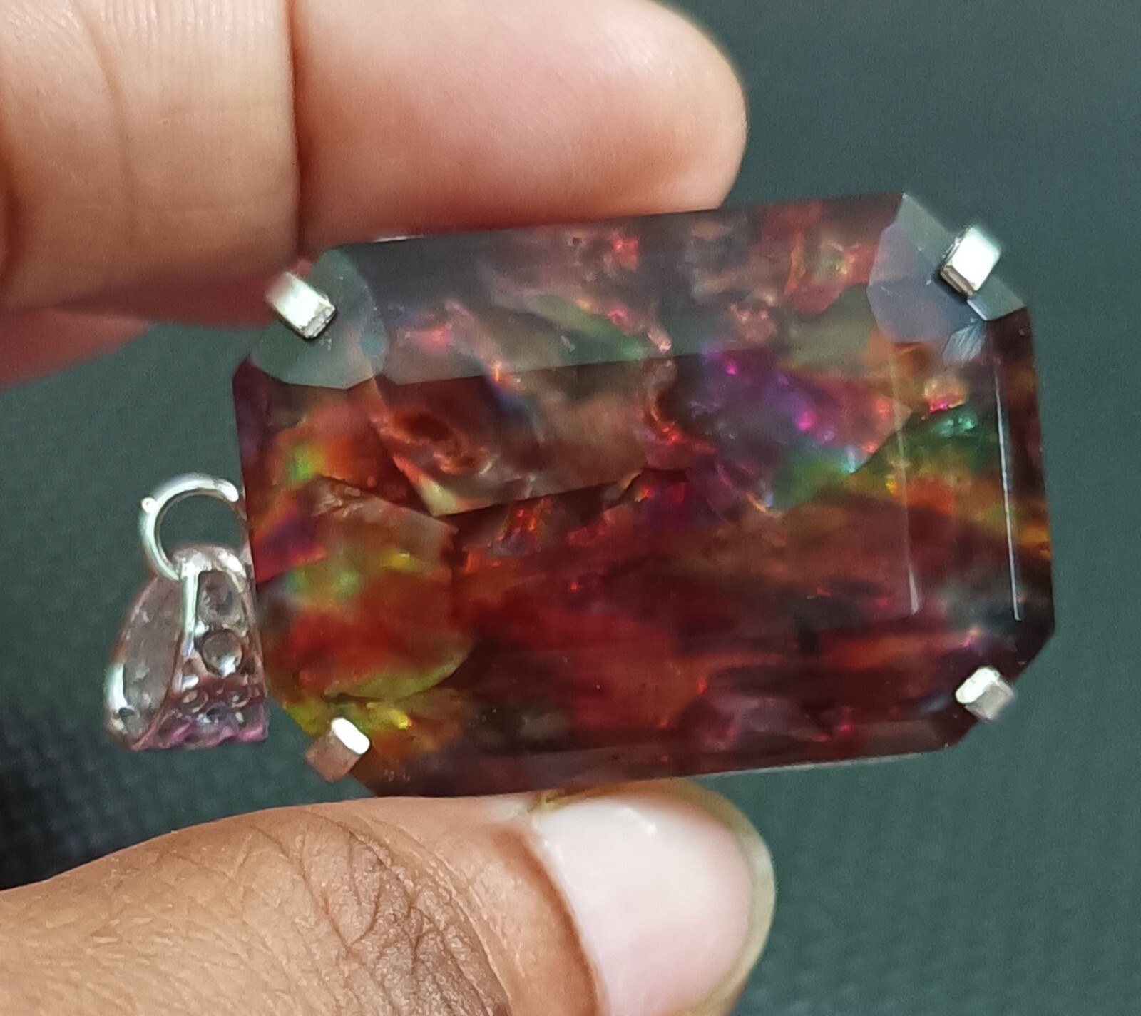84.75 Ct Natural Ammolite 925 Solid Silver Rainbow PENDANT Certified Gemstone