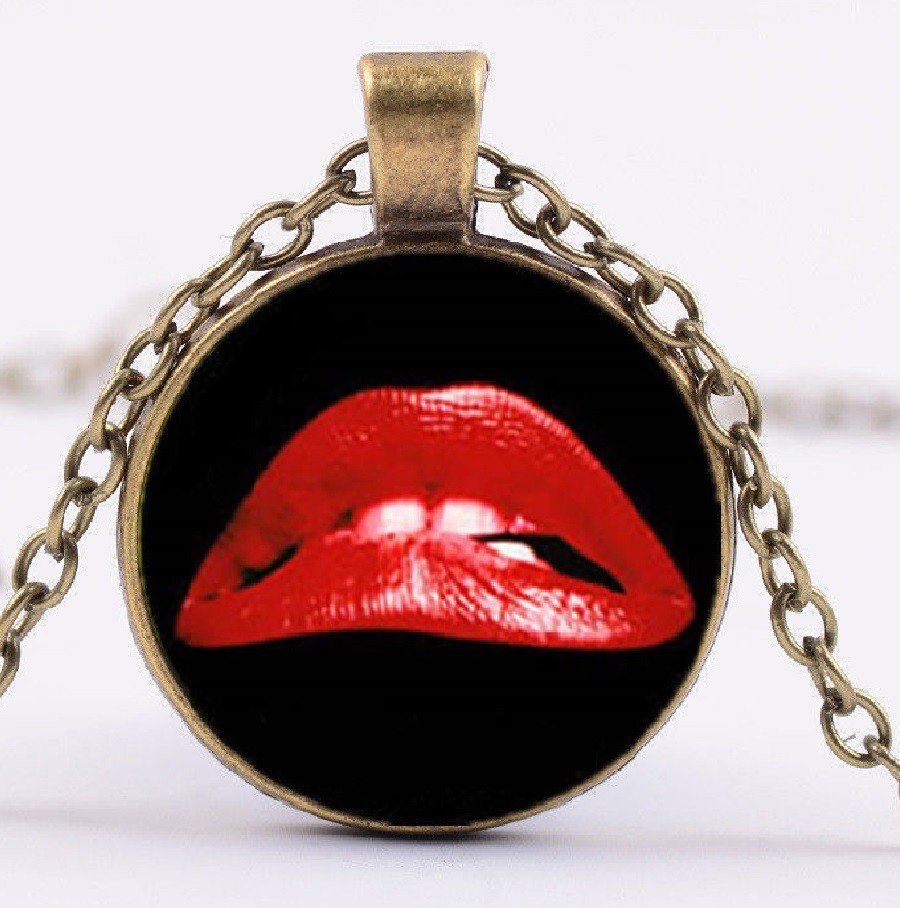 Rocky Horror Picture Show Lips Photo Silver Pendant Chain Necklace Free Gift Bag