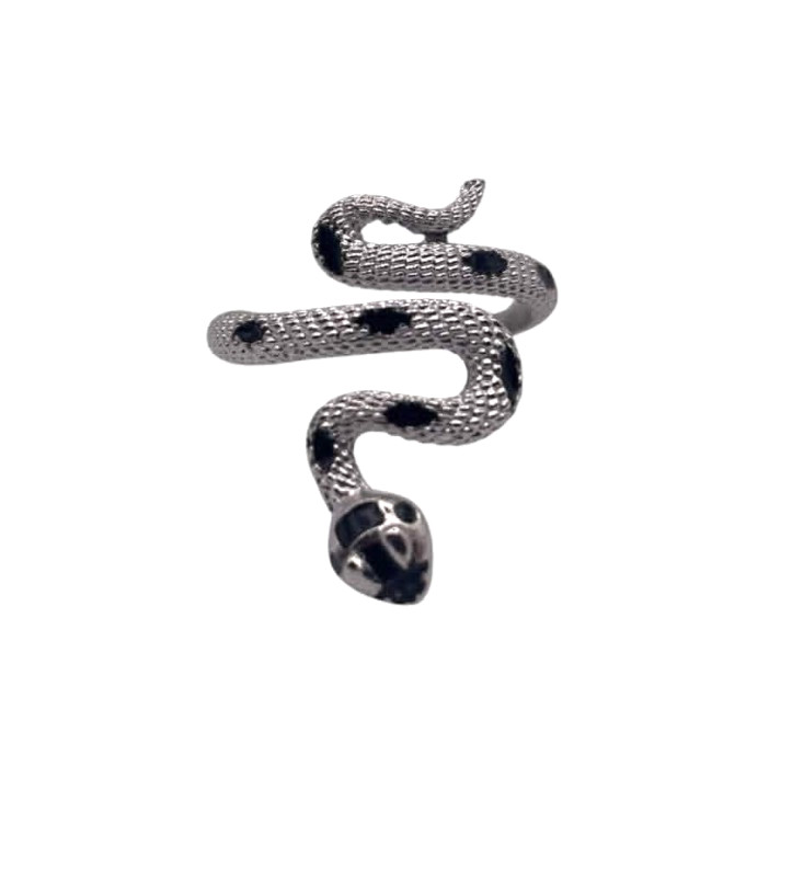 Snake Ring Adjustable Alloy Steel NEW One Size fits All Black & Silver in Color