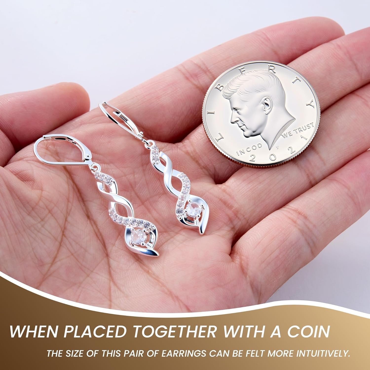 Sterling Silver Drop Dangle Earrings for Women Cubic Zirconia A-Silver