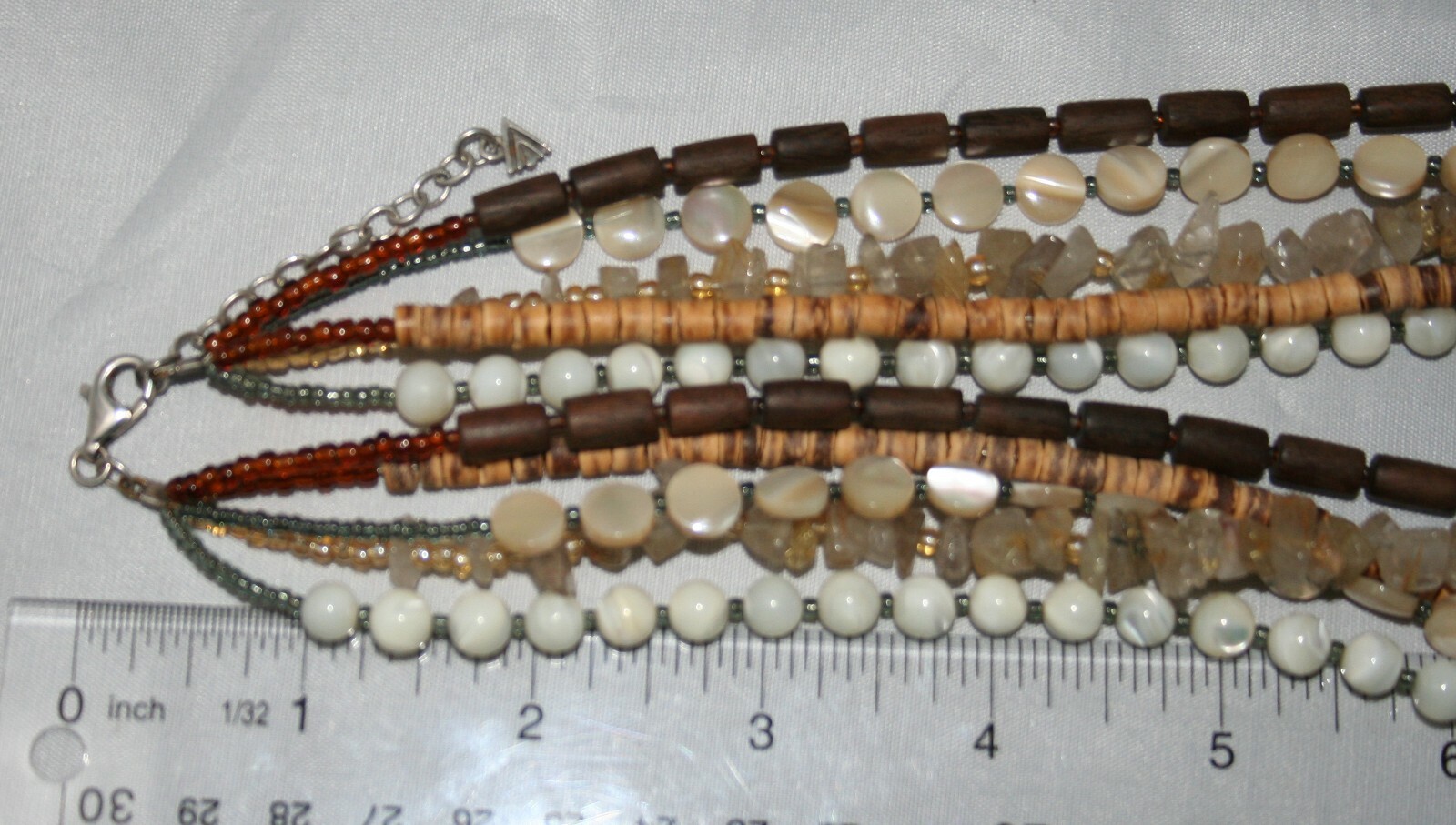Silpada Silver 5 Strand Quartz, Shell, Wood & MOP Statement Necklace N1507