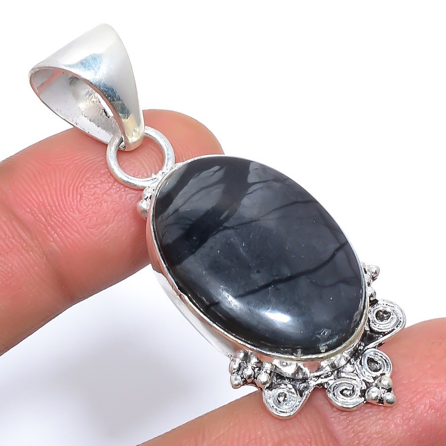 Natural Picasso Jasper 925 Silver Plated Pendant Jewelry 2.09″ S196
