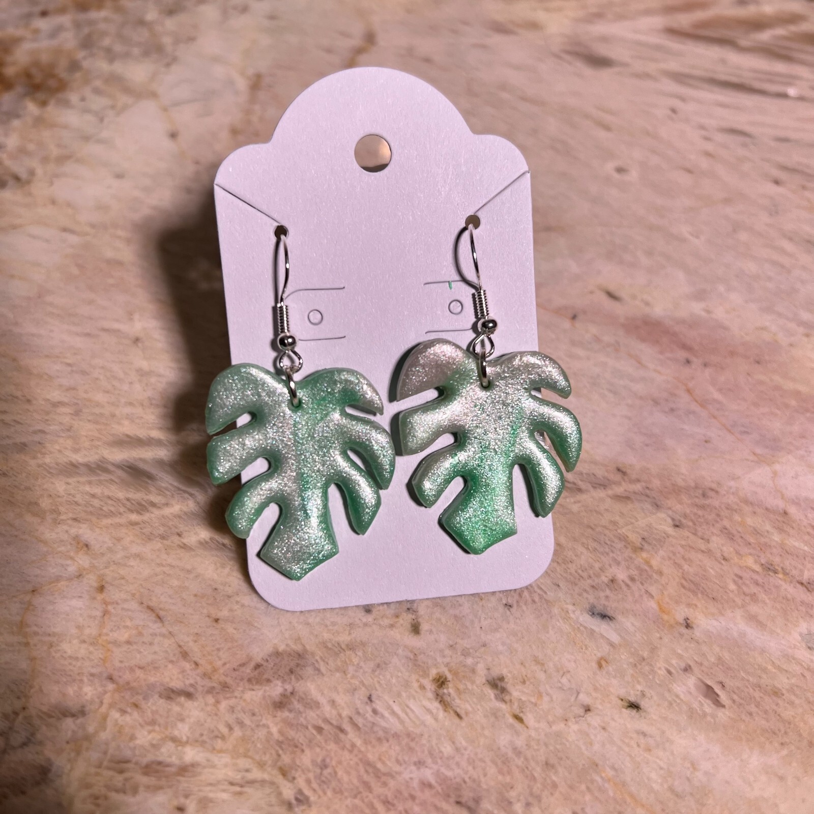 MONSTERA CLAY EARRINGS HANDMADE, GLAZED GREAT GIFT IDEA (SELECT FROM PHOTOS) #1