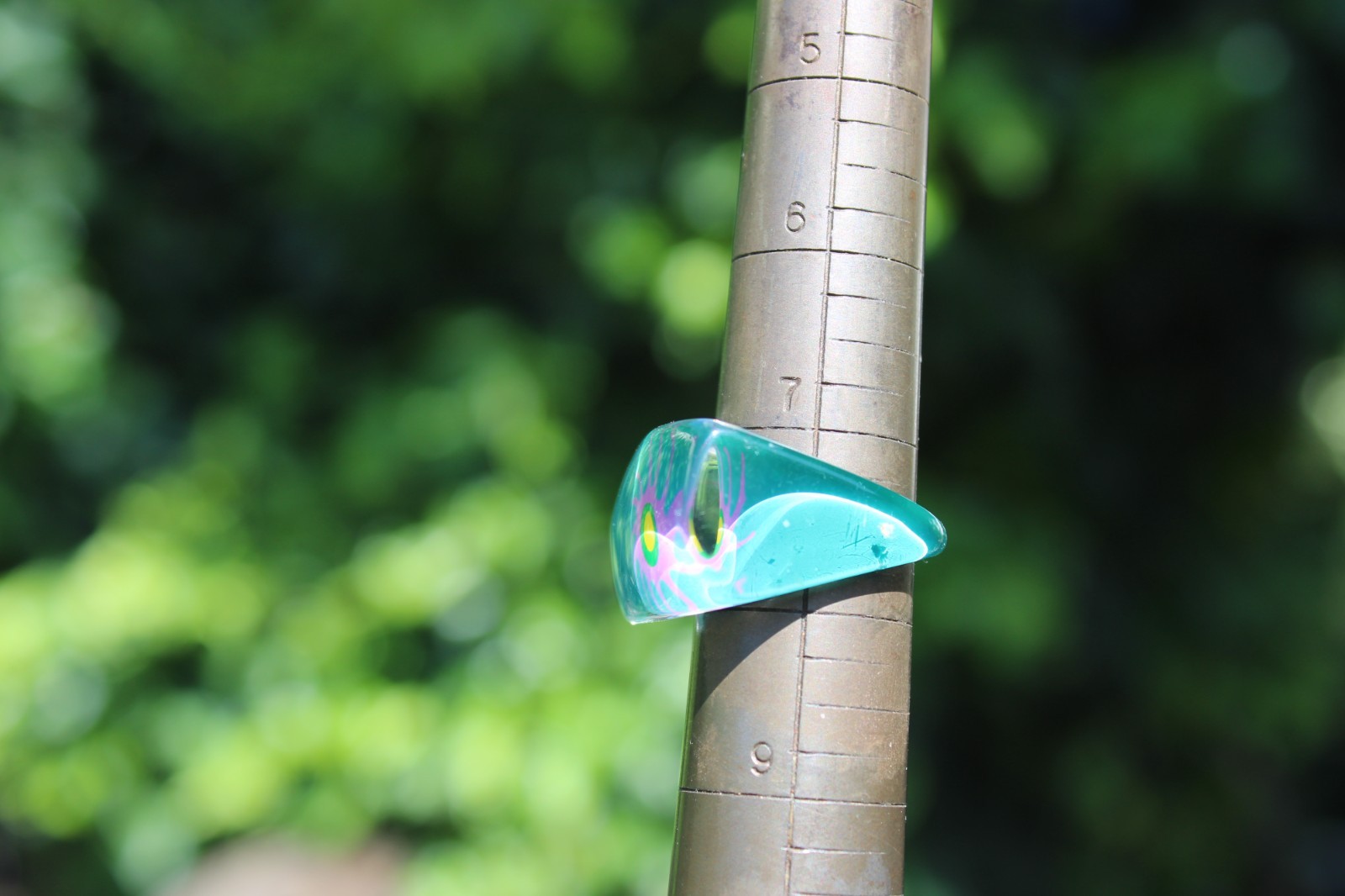 Rings, Lampworked Glass, Plastic Multicolored Dome Rings Set of 6
