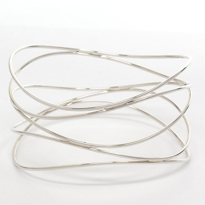 Tiffany & Co. Elsa Peretti Open Heart Bangle Bracelet Ag925 Silver 19.5cm