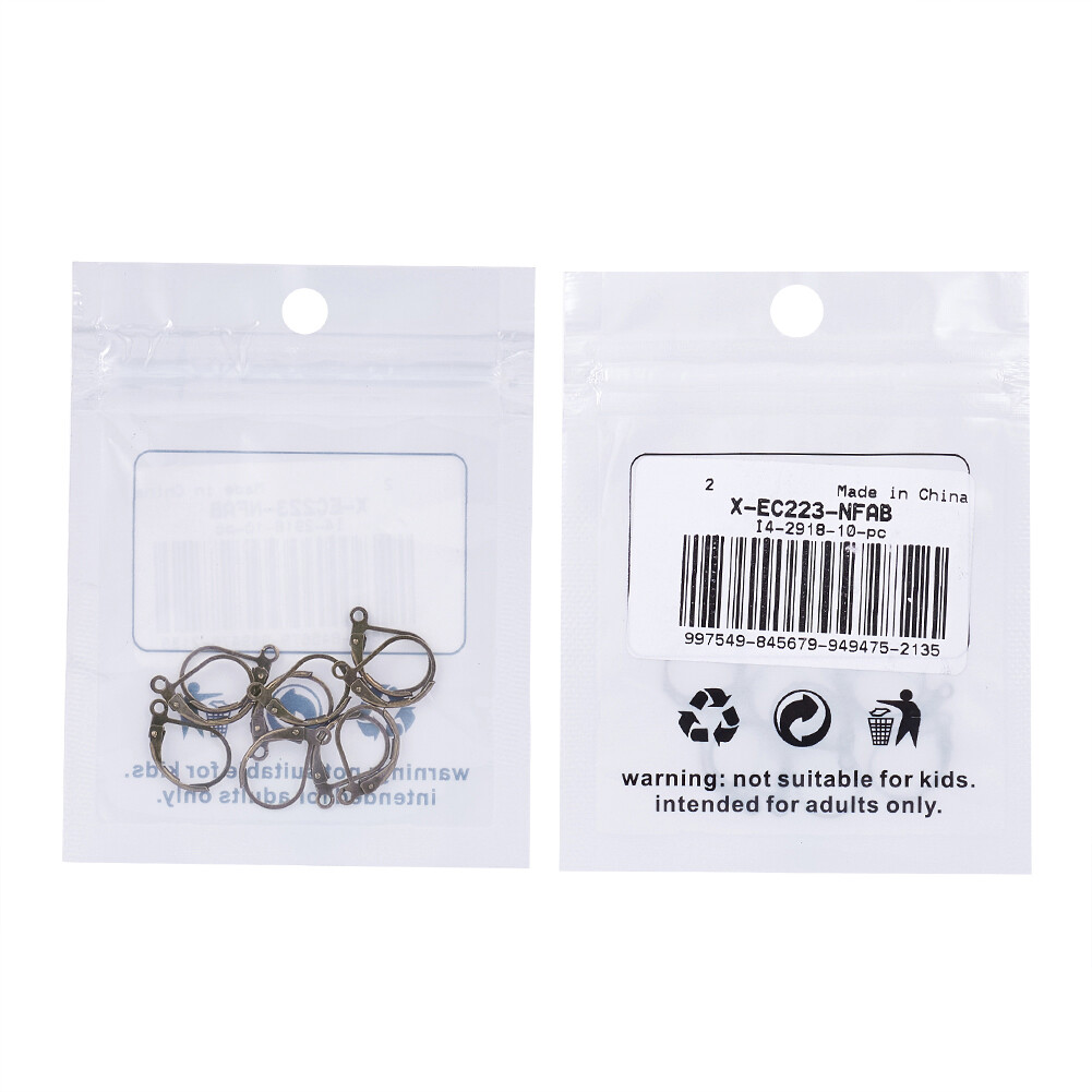 10x Nickel Free Antique Bronze Brass Leverback Earring Findings 10x15mm hole 1mm