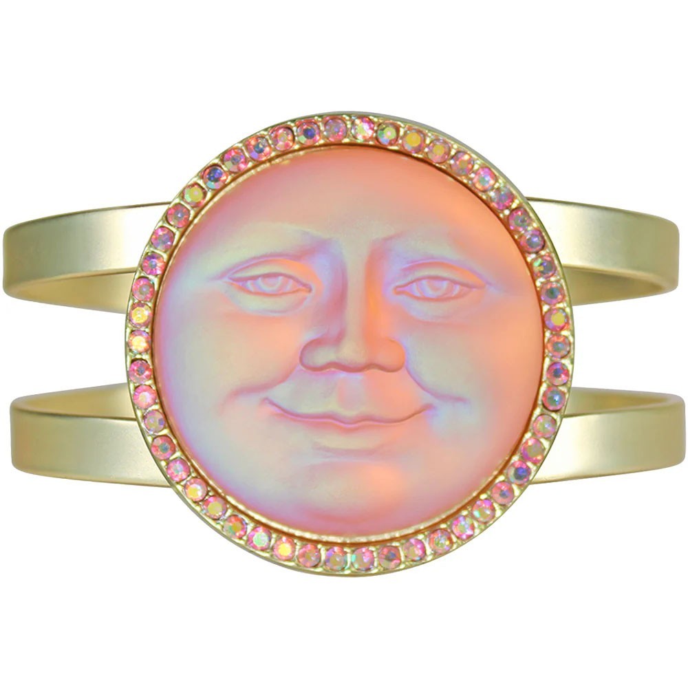 Kirks Folly Glass Seaview Moon 35mm Cuff Bracelet matte goldtone / Rosaline AB