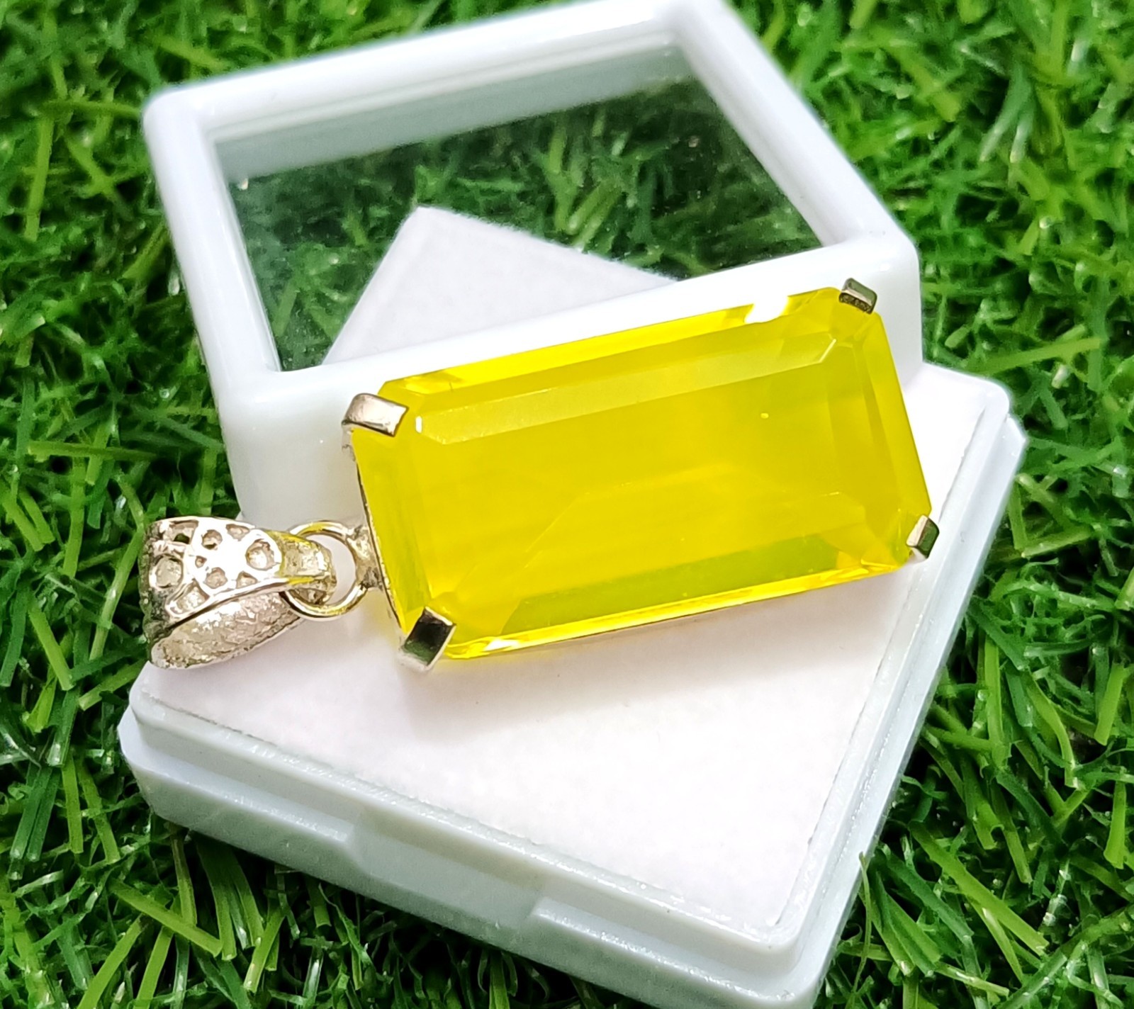 Certified 50.00 Ct Natural Yellow Opal 925 Solid Silver Pendant Loose Gemstone