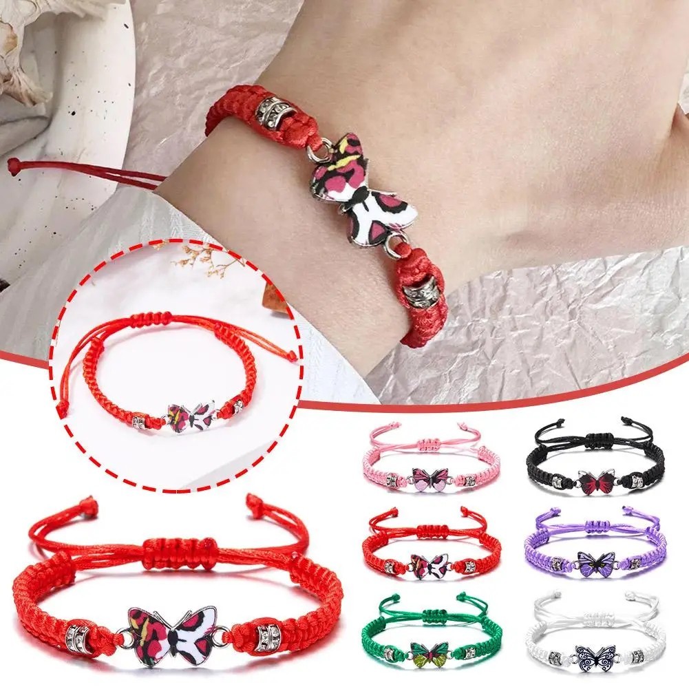 Fashion Handmade Purple Butterfly Flower Bracelet For Women Charm Sweet Animal