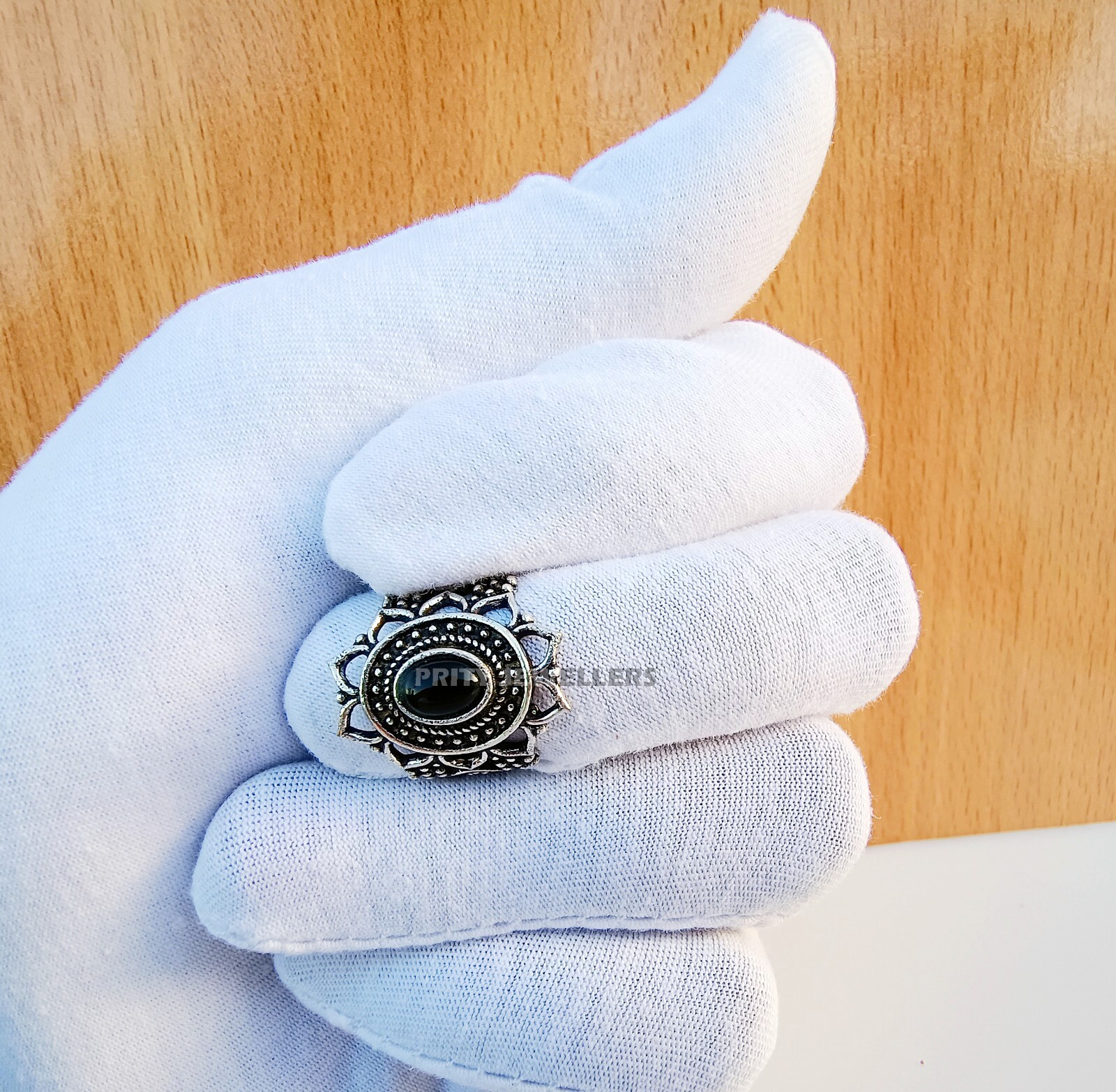 Natural Black Onyx Silver Plated Ring, Handmade Antique Ring, All Size Available