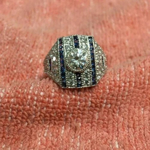 2.10CT Beautiful Round White Simulated CZ Anniversary Women’s Ring in 935 Silver