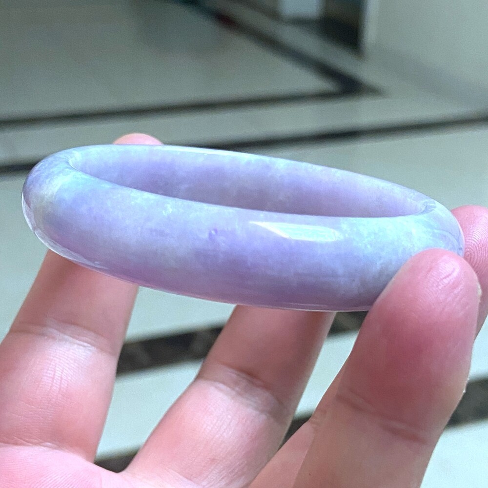 Certified Grade A Lavender 56-57mm Natural Burma Jade jadeite Bangle Bracelet