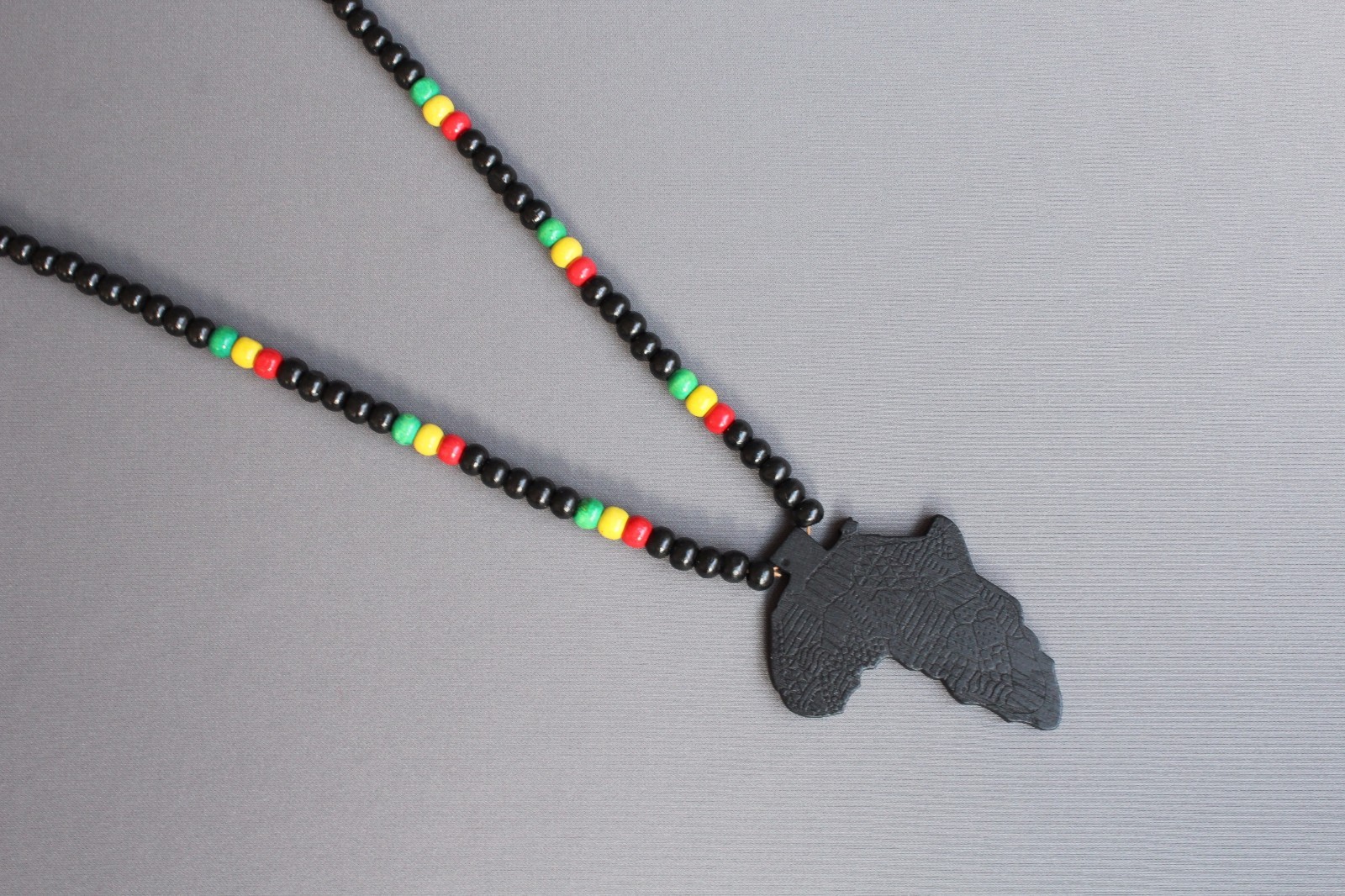 Black wooden africa pendant necklace beads chain african map continent wood long