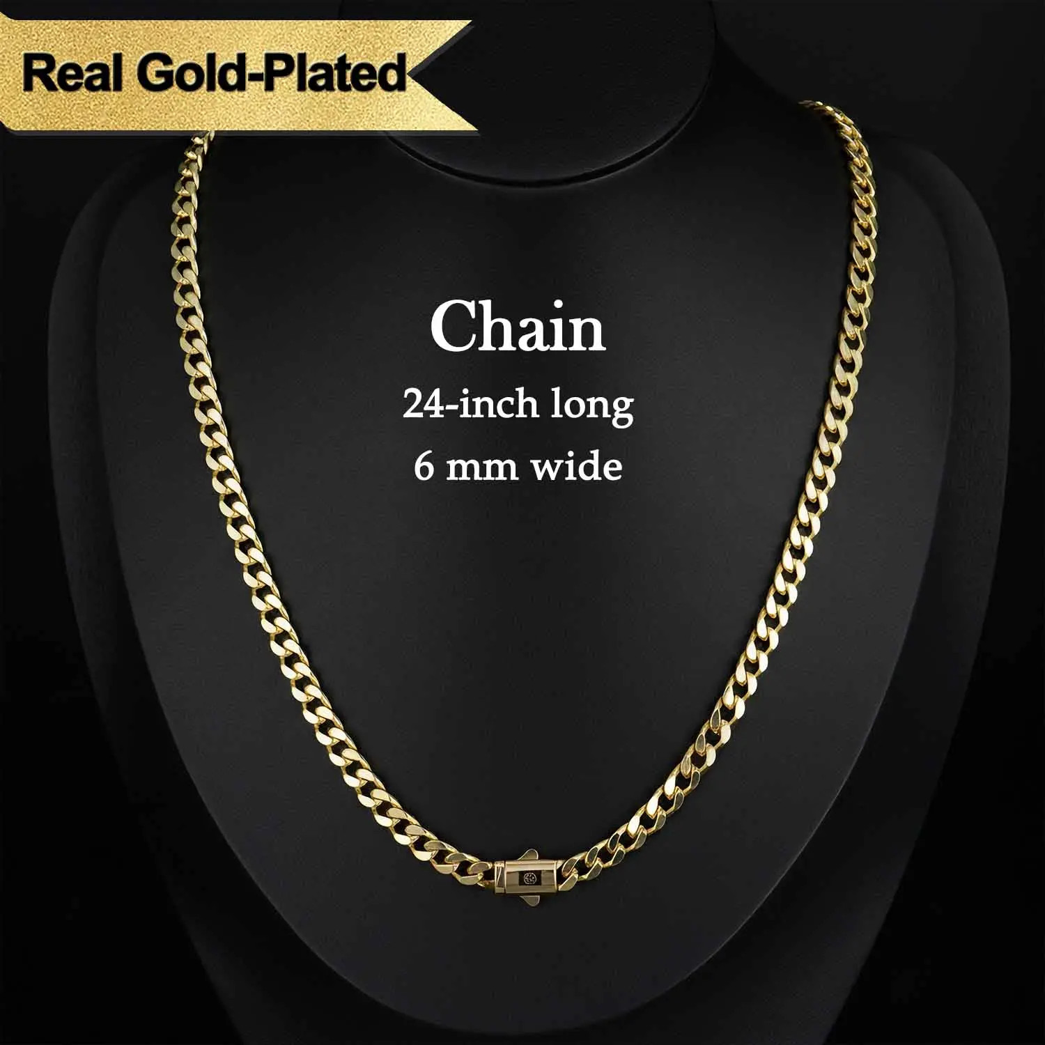 Holylegend 14K Real Gold-Plated Royal Monaco Cuban Necklace,Hypoallergenic Gold