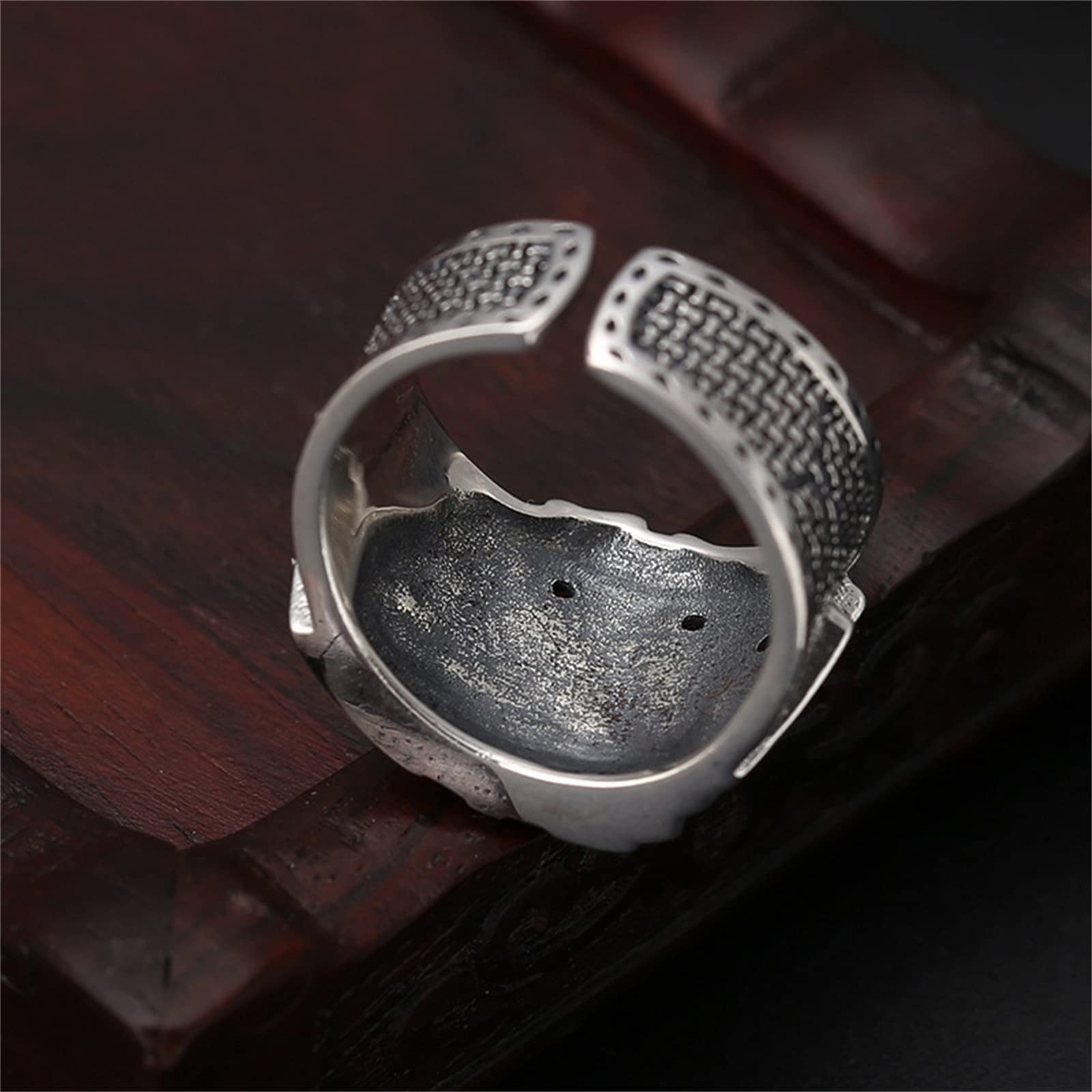 Poker Card Ring Adjustable Spade Flush Red Square Punk Jewelry