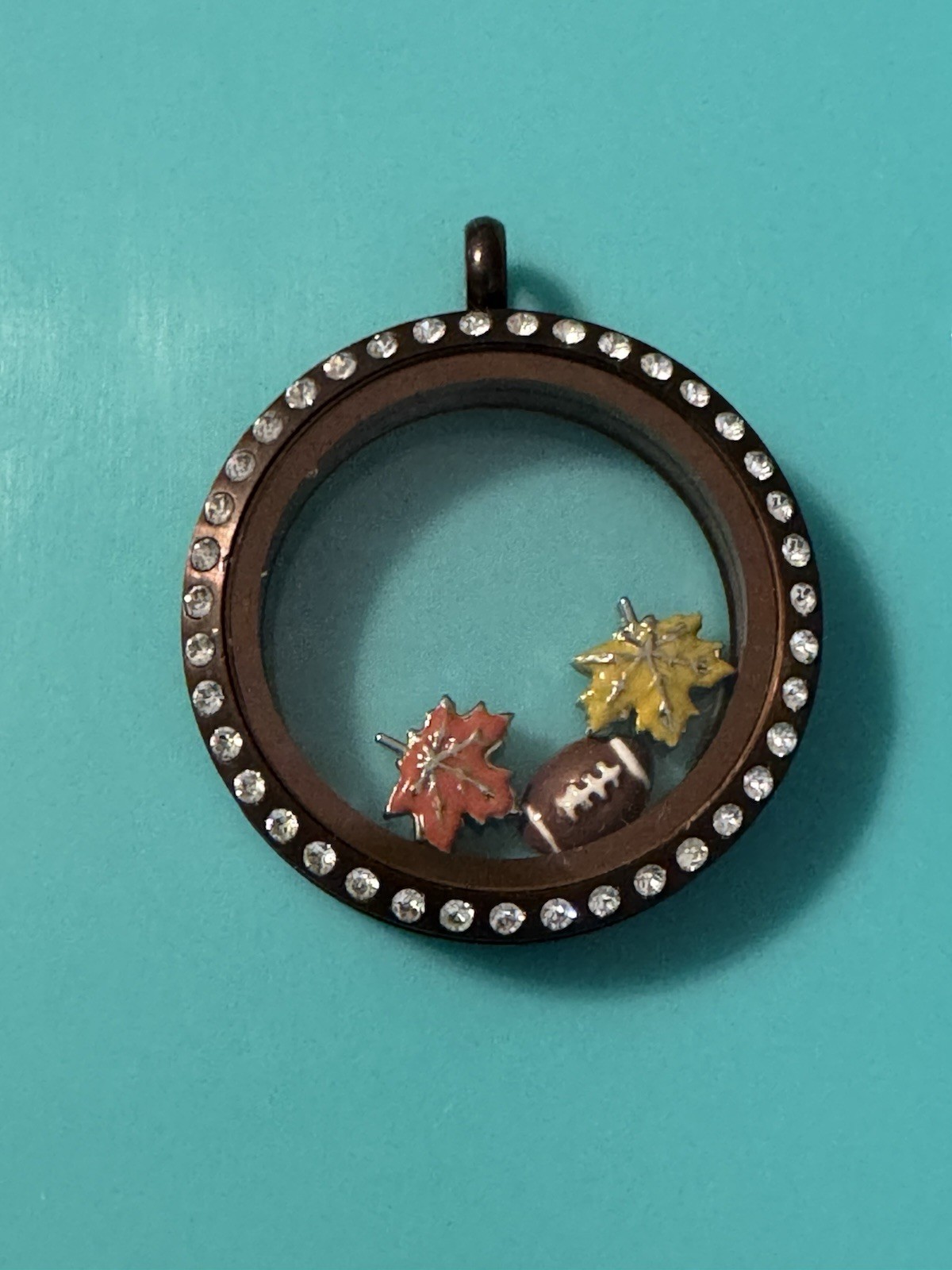 Origami Owl Large Chocolate Hinge Locket With Chain And Charms