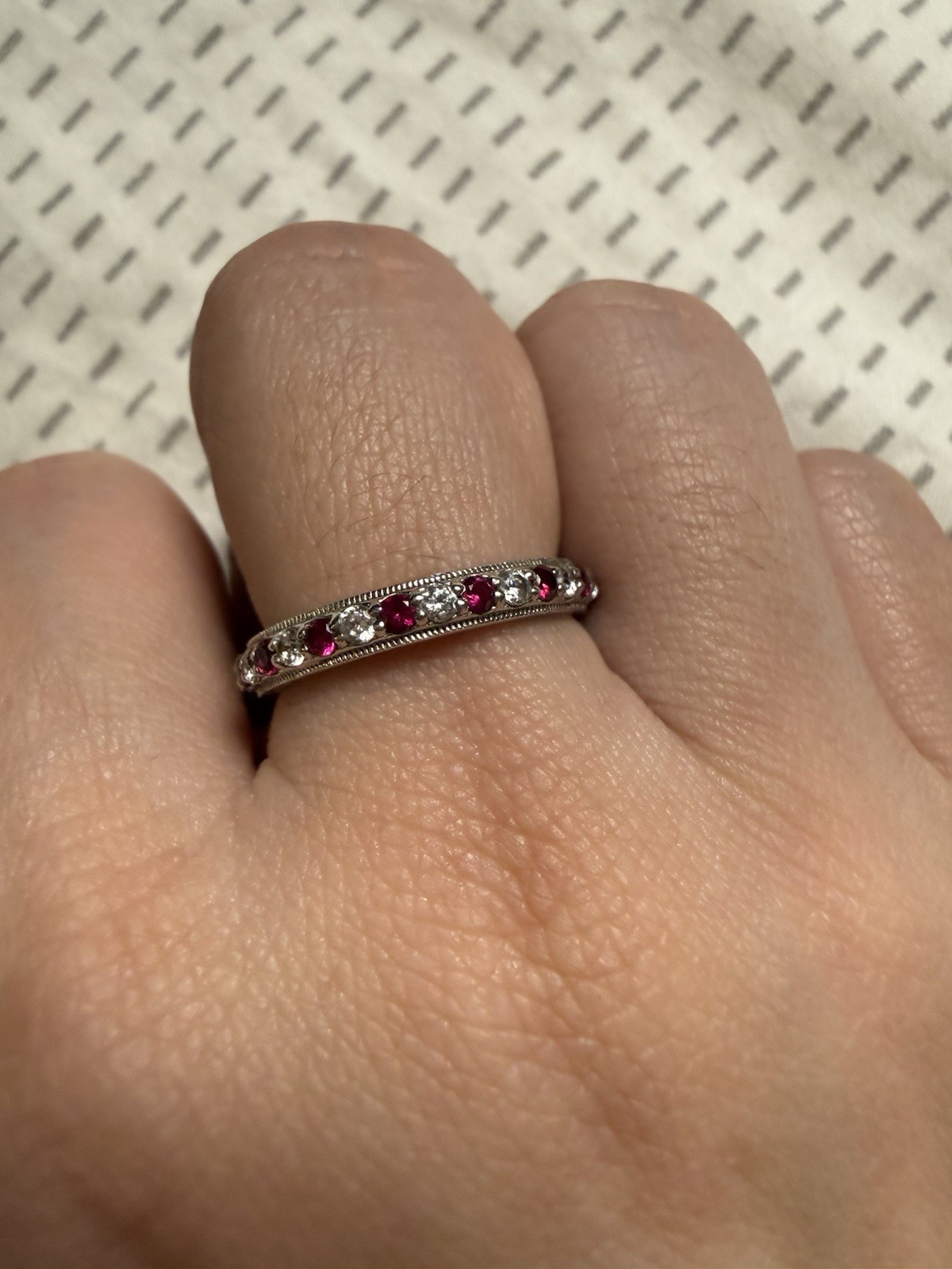Tacori CZ 925 sybthetic ruby & cubic zirconia eternity band In very good