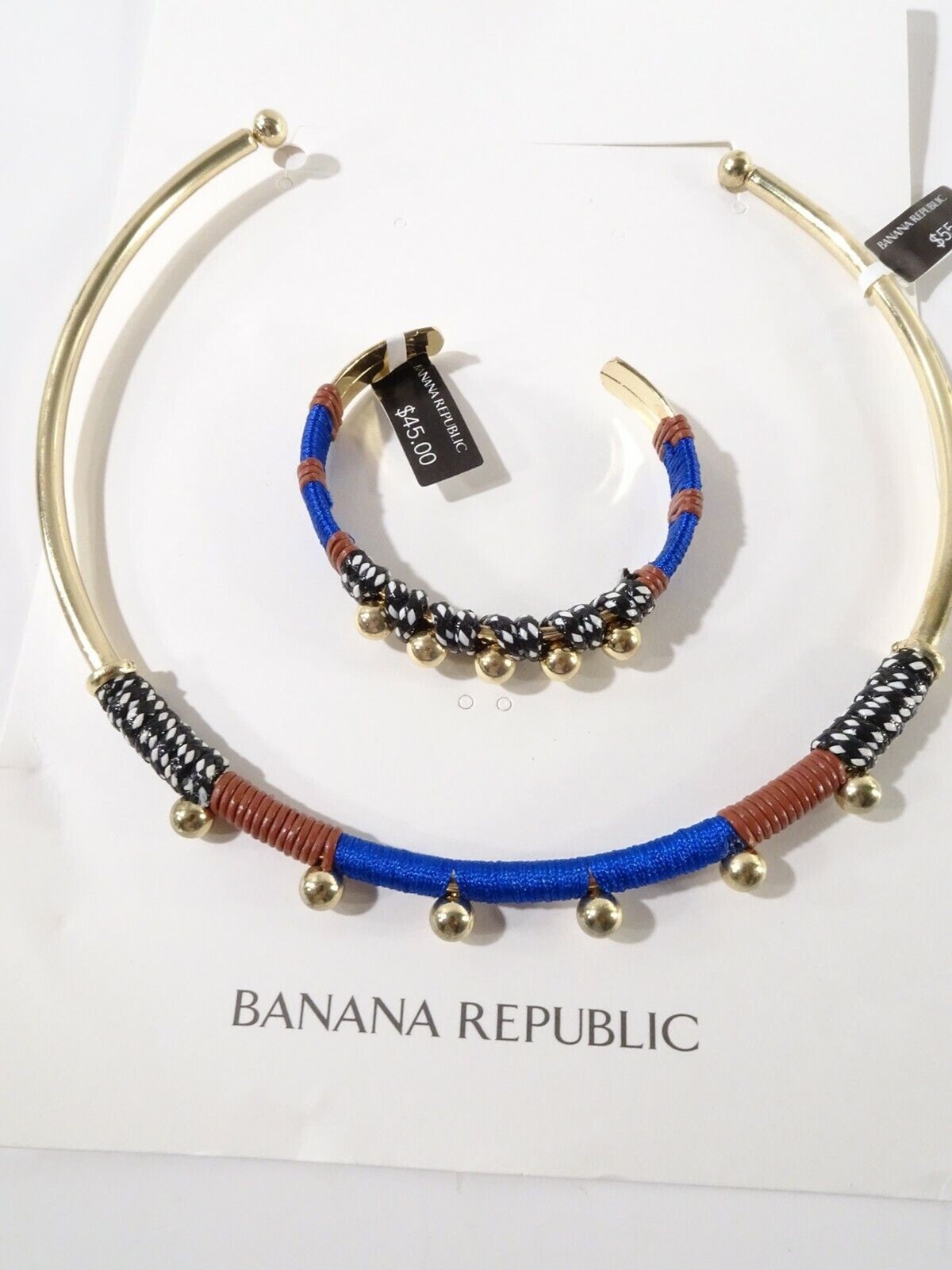 Banana Republic Women’s Sphere Collar Cuff Necklace Bracelet Set NWT 125