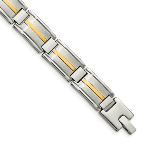 *BRAND NEW* Chisel Stainless Steel with 14k Gold Accent Bracelet SRB1721-8.75
