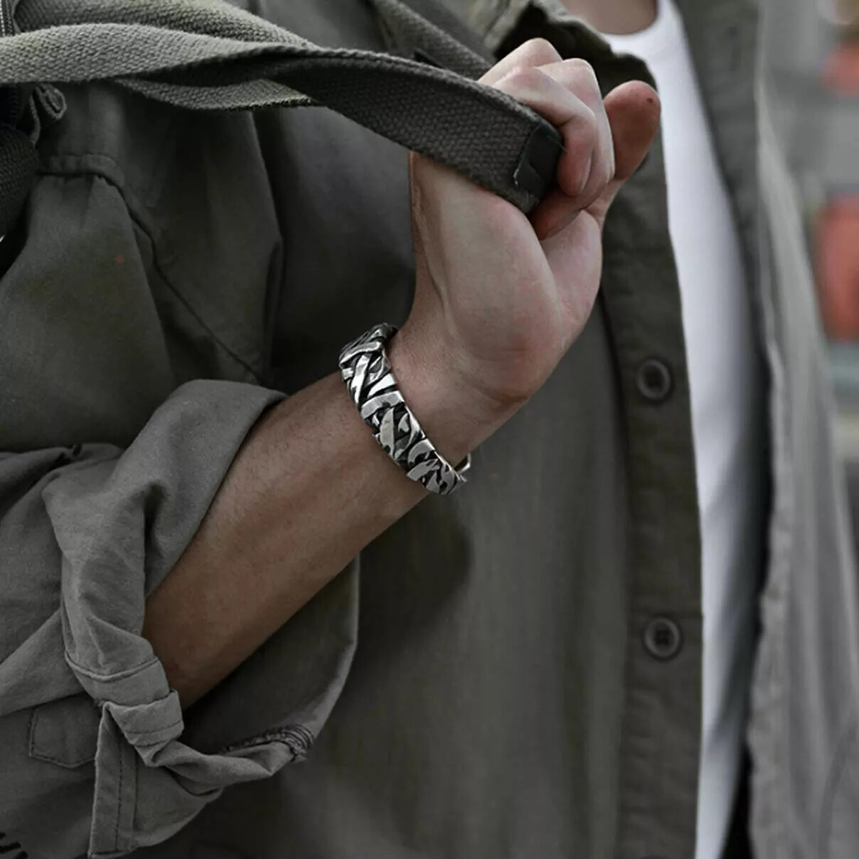 Men’s Retro Twisted Open Wide Bracelet Sterling Silver Bangle Jewelry Gift USA