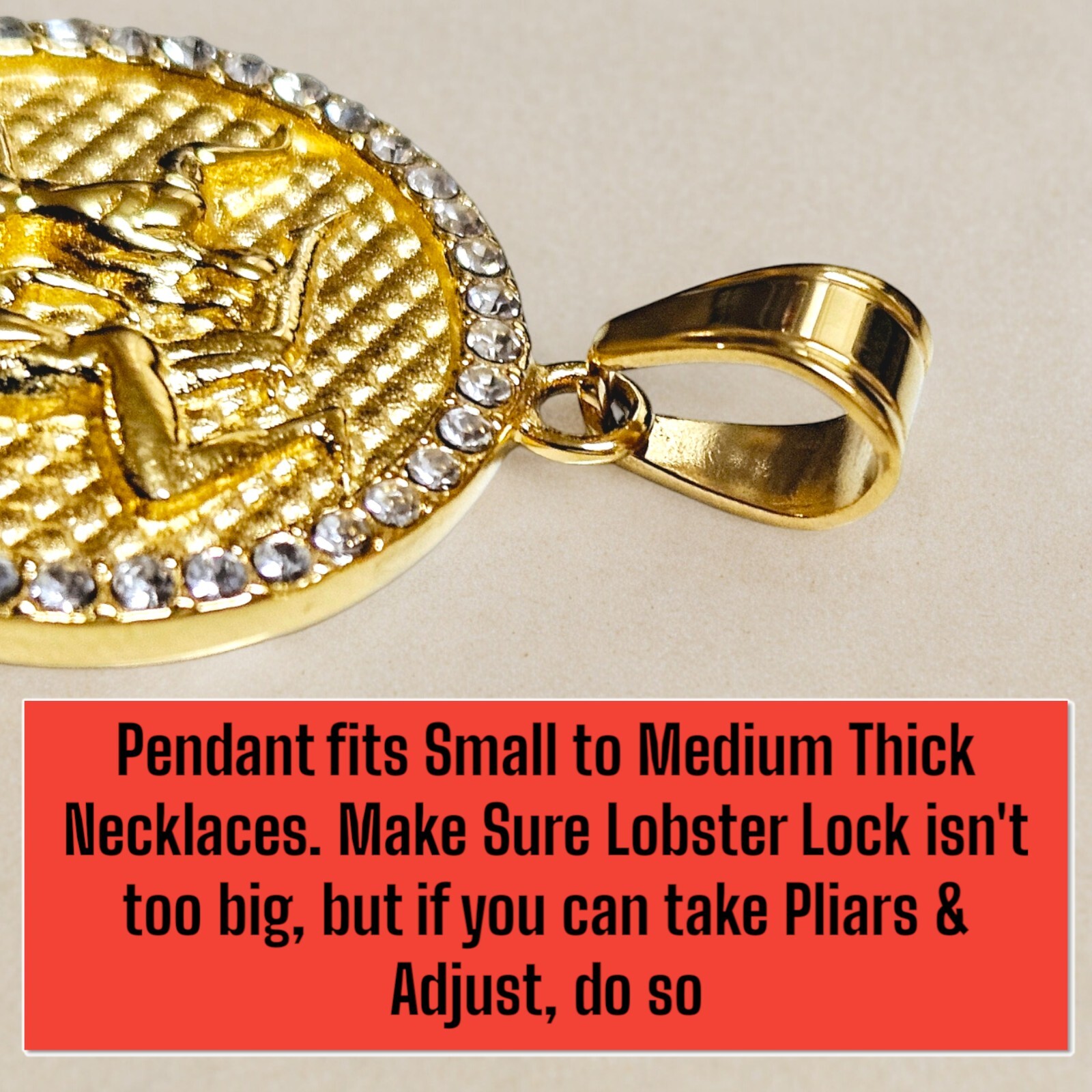 Stainless Steel 316L Gold Filled CZ Round Gemini 1.5″ Pendant