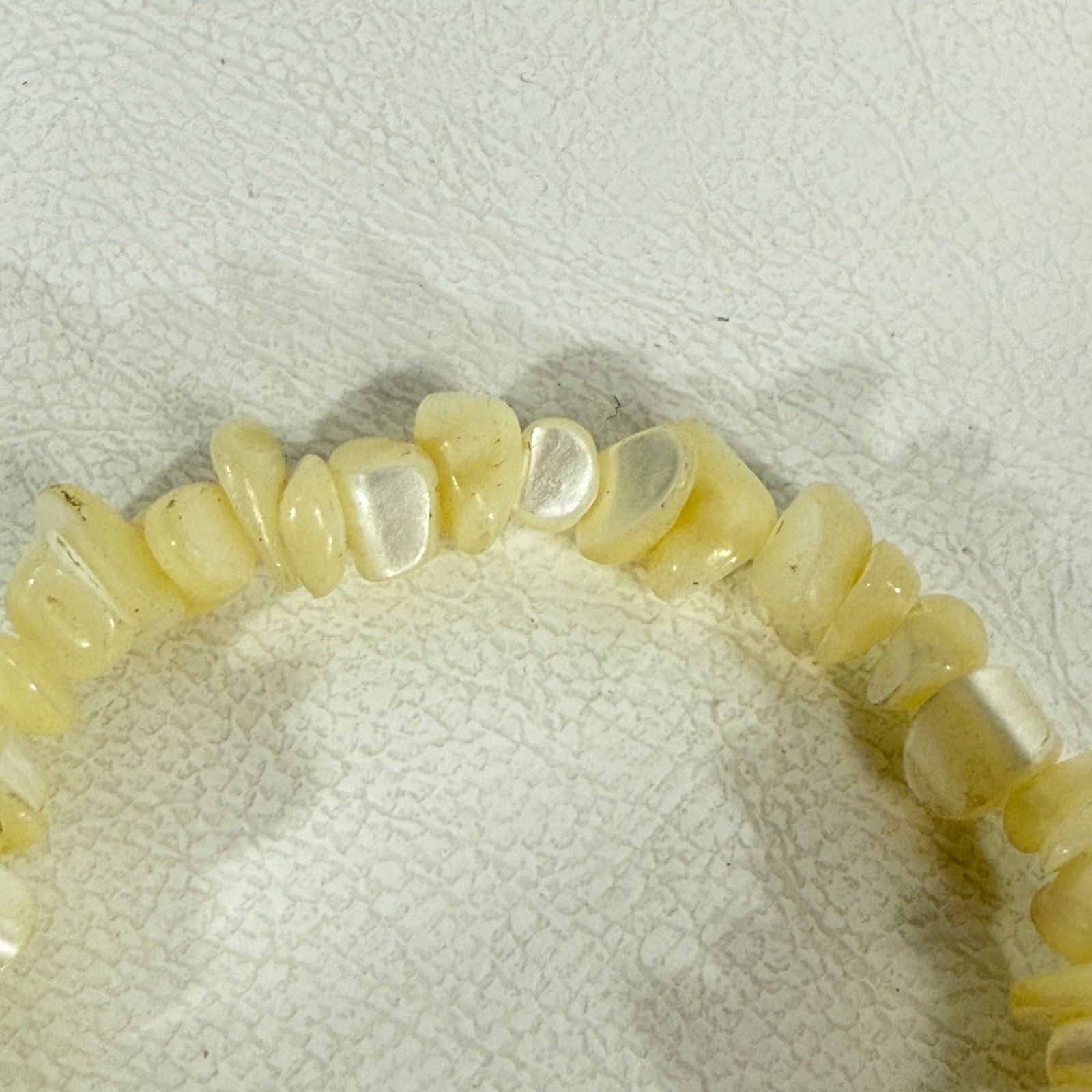 Calcite Chip Necklace Creamy Beige Iridescent Boho Natural Long Length