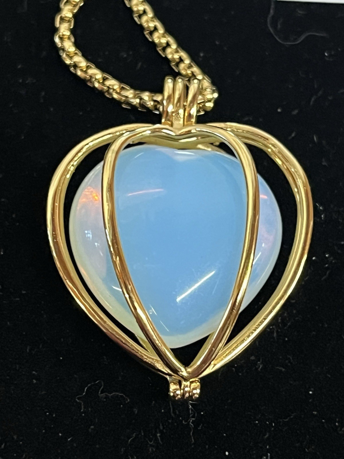 KALIFANO Convertible Heart Chakra Pendant Necklace Healing Stones Gold Tone