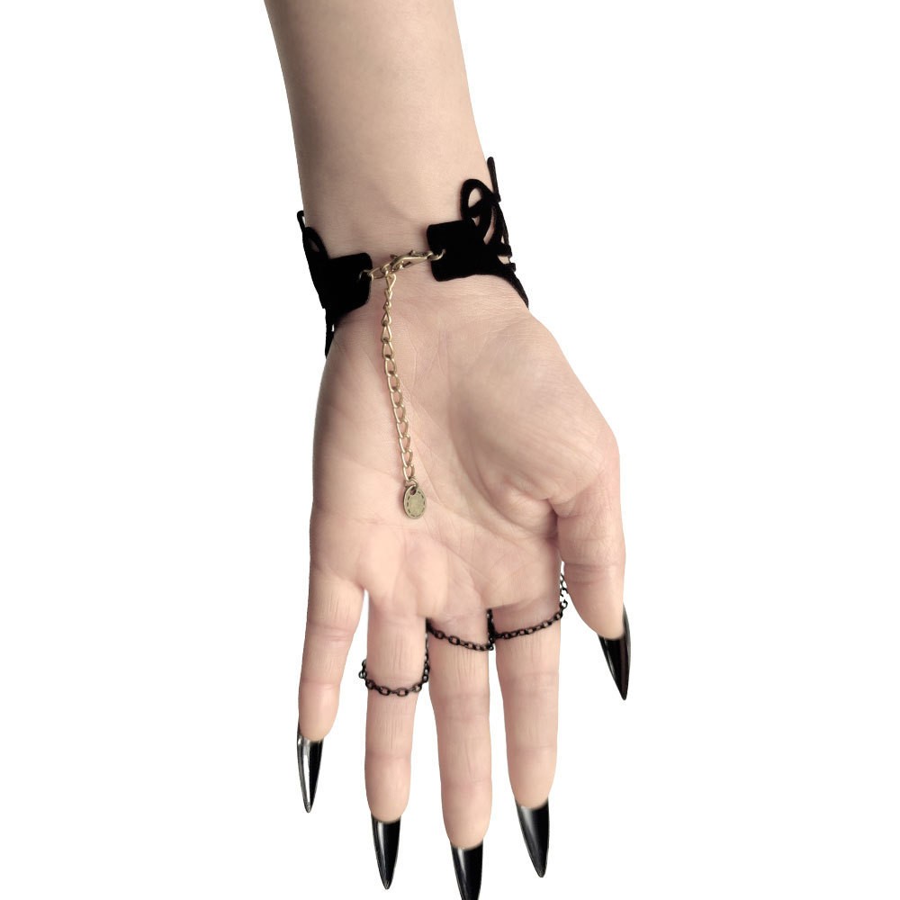 Gothic Spider Web Bracelet Black Halloween Party Jewelry for Women