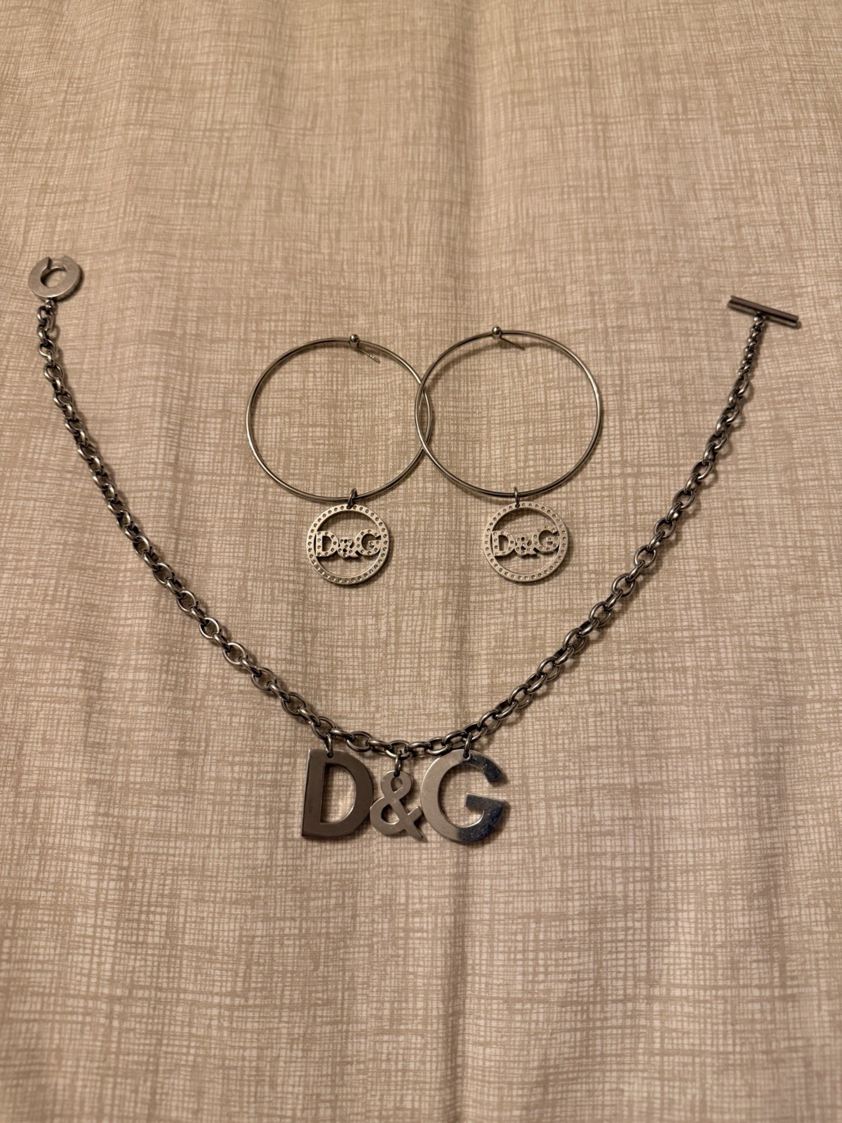 Dolce & Gabbana Silver Necklace & Earrings Combo – Worn Once Excellent Condition