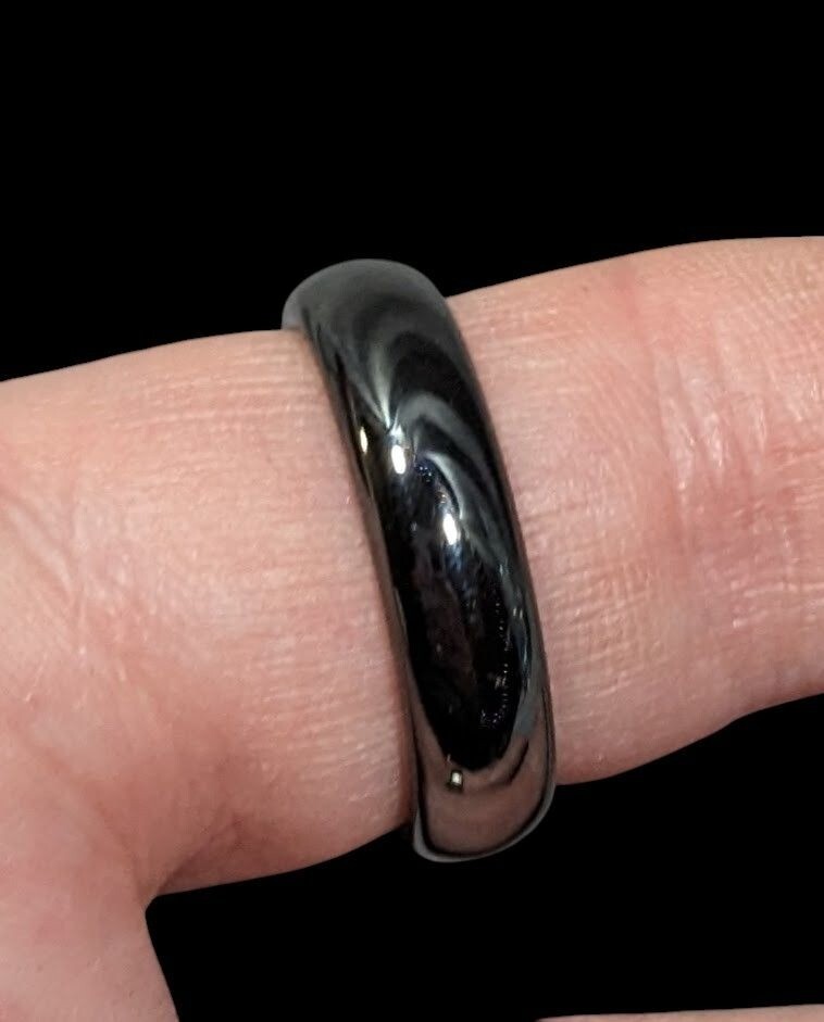 Solid Hematite Magnetic Polished Ring Size 11