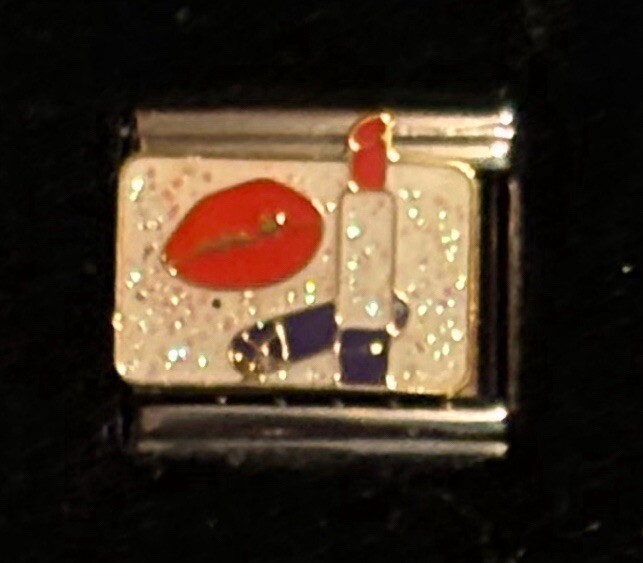 Lipstick Lips Make Up Wholesale Italian Charm Enamel Link 9MM K45-2 Style LL