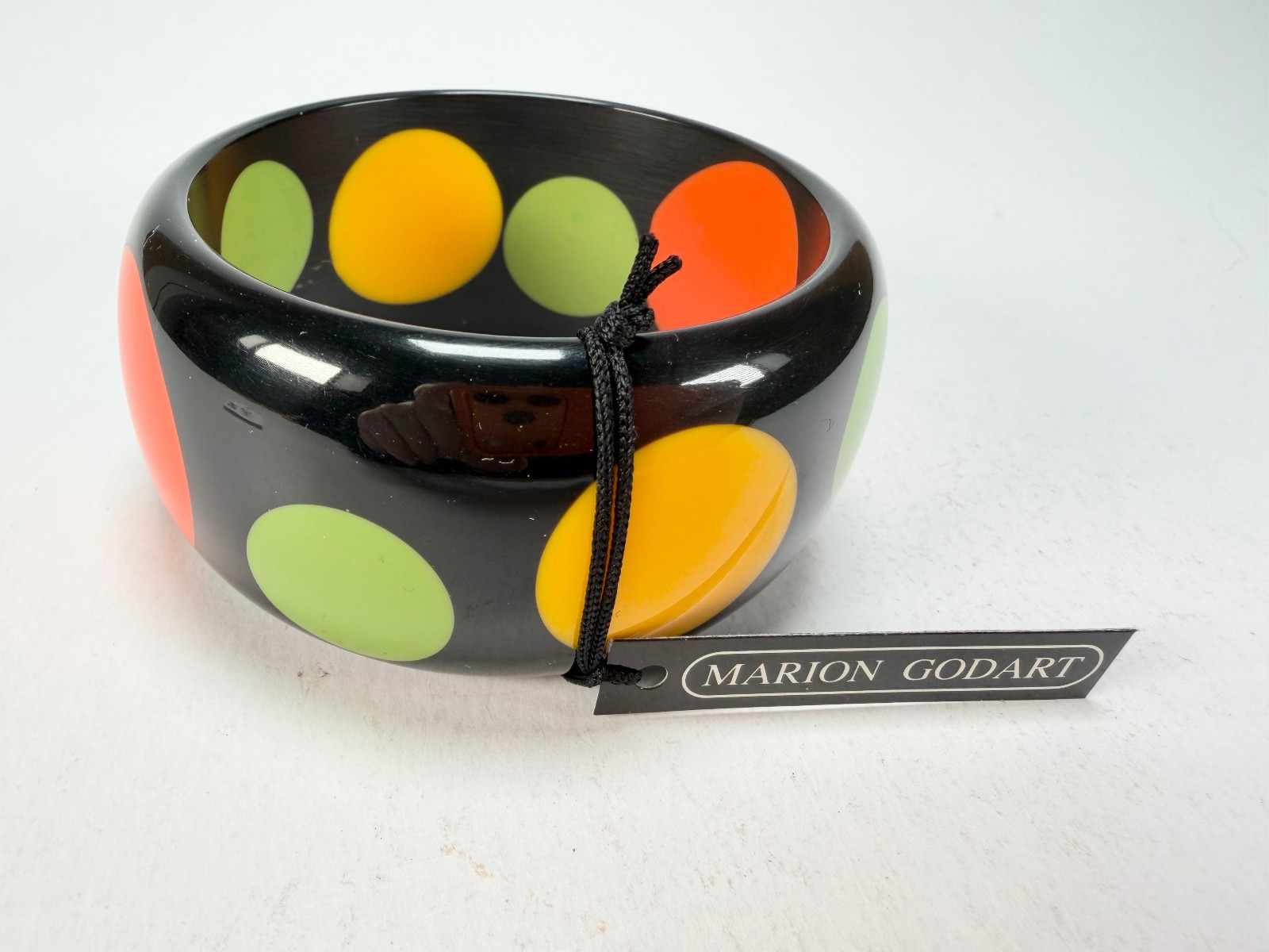 Marion Godart – BSX “Motif à Pois” Black & Mix Colours Solid Round 3.4cm Bangle