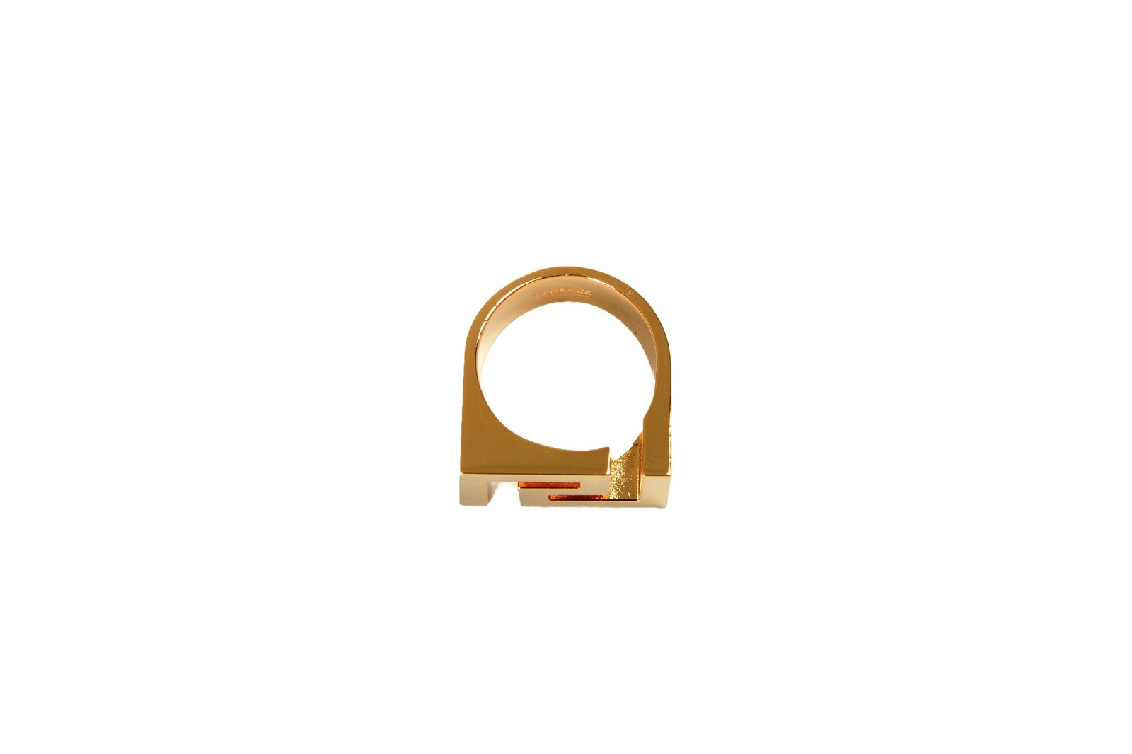Versace Gold Color Metal “Greeca” Statement Ring Italy Sz 21