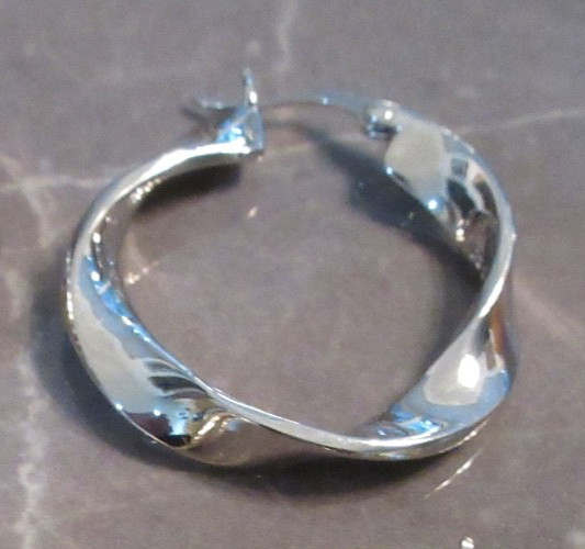 2 pr Bellezza DBJ 925 CN 1-1/4” Twist & Ridge Hoop Earrings Sterling & Yellow