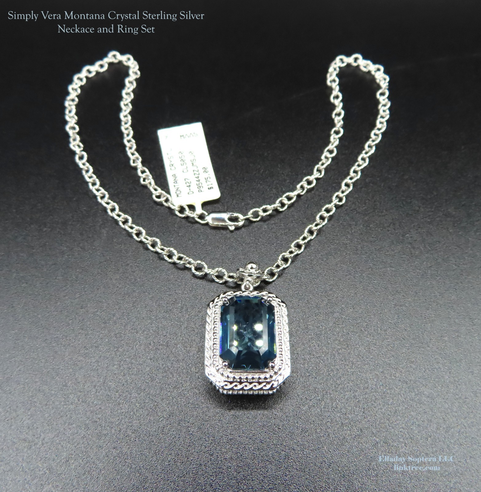 Simply Vera by Vera Wang Sterling Silver Montana Crystal Necklace and Ring set