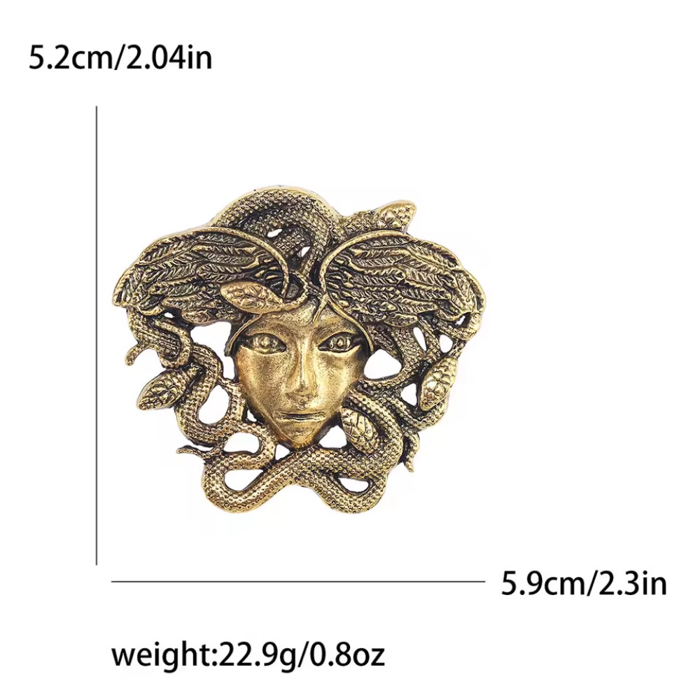 Vintage Style Silver Medusa Brooch Pin Greek Mythology Statement Jewelry Gift