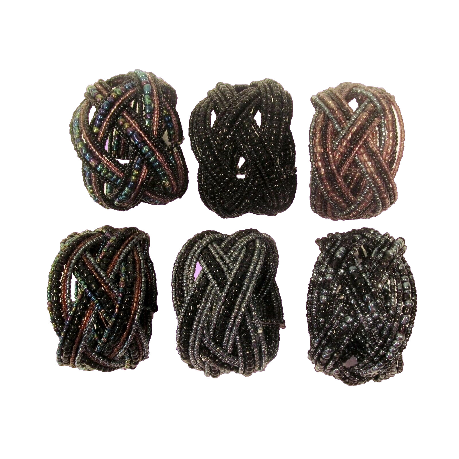LOT of 12 Handmade Beaded Boho Cuff Bracelets WHOLESALE 6 Dark COLORS DIY