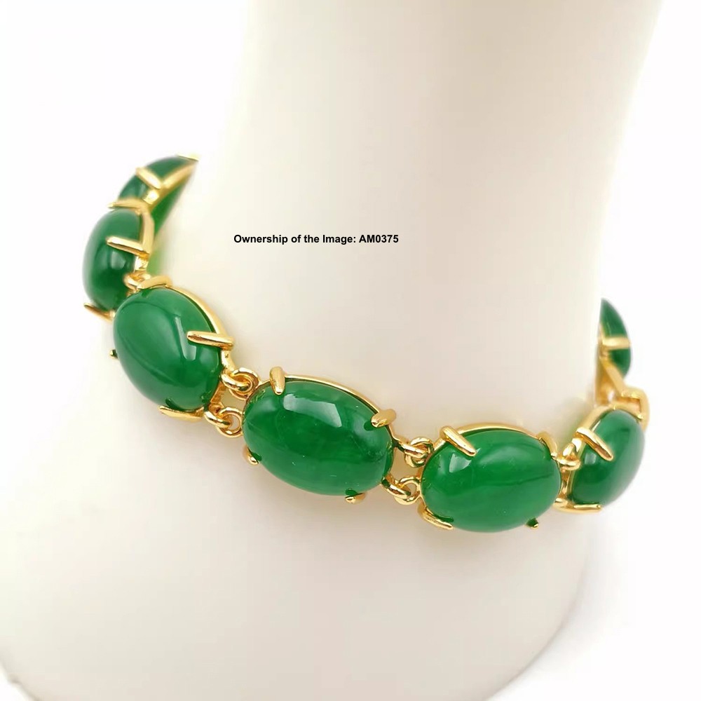 NEW Bracelet Heating Jade Yellow Plated Green Jade Bracelet For Women 7.1INCH