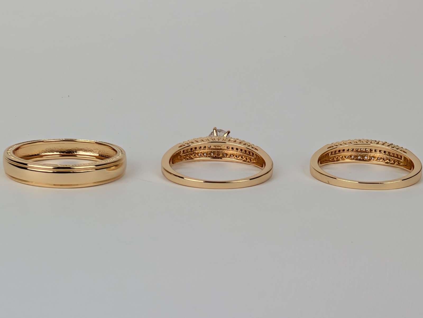 *Untested* 3 Pcs Set Gold CZ Ring Size 13